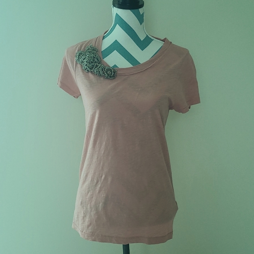 J. Crew - Blush Cotton Top with Beading